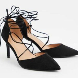 TORRID Womens Black Faux Suede Lace Up 3.25 Heel Size 8 NWOB